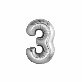 Фольгированная серебряная цифра "3"