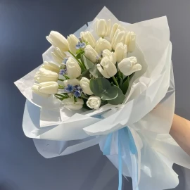 Bouquet with tulips and oxypetalum