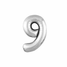 Balon argintiu cifra "9"