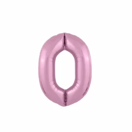 Balon cu heliu roz cifra "0"