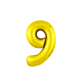Gold Balloon Number 9 with Helium