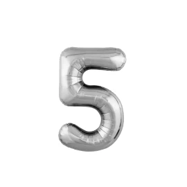 Фольгированная серебряная цифра "5"