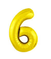Gold Balloon Number 6 with Helium