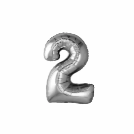 Balon argintiu cifra "2"