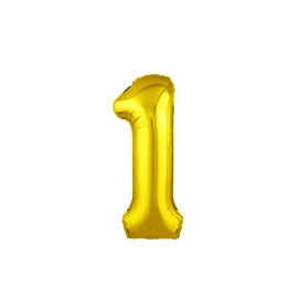 Balon cu heliu auriu cifra "1"