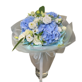 Bouquet with  blue hydrangeas