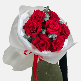 Buchet din trandafiri franțuzești roșii (la precomanda)