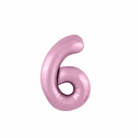 Balon roz cifra "6"
