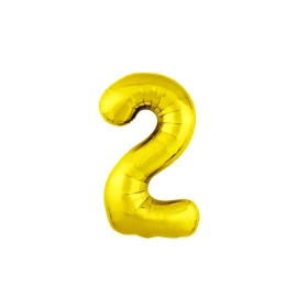 Gold Balloon Number "2" with Helium