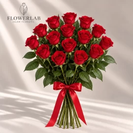 15 trandafiri roșii 60 cm (verificați disponibilitatea)