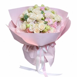 Bouquet with cream peony roses