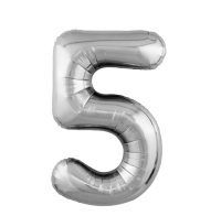 Balon cu heliu argintiu cifra 5