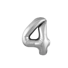 Balon argintiu cifra "4"