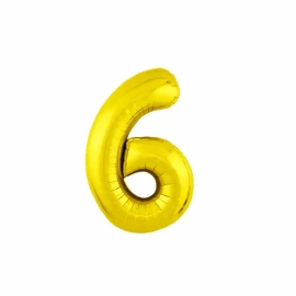 Фольгированная золотая цифра "6"
