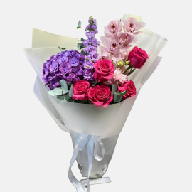 Bouquet with roses and orchid