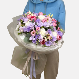 Bouquet with freesias and tulips