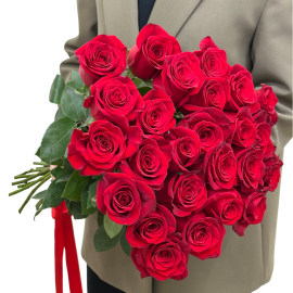 Bouquet  with 25 Red roses (50-60cm)